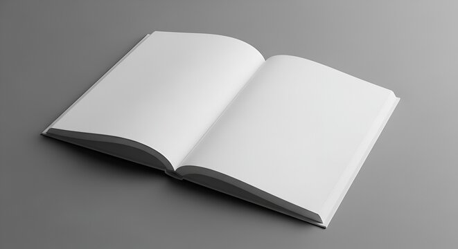 Open Blank Book Mockup on Gray Background