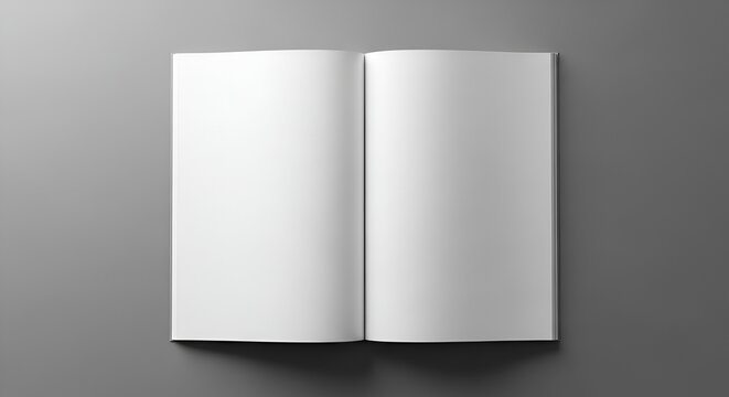 Blank Open Book Mockup on Gray Background