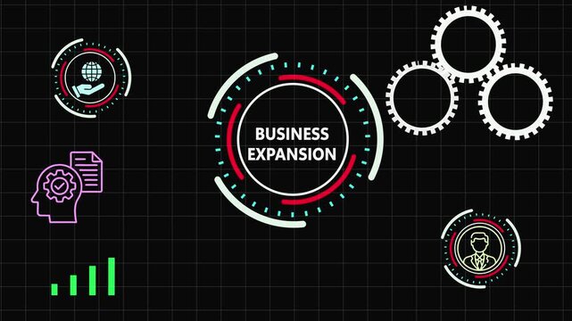 Futuristic digital interface illustration depicting automated workflows using neon green gears, team icons, and checklist symbols to represent business efficiency . 4 k animation video . 
