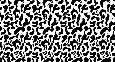 Abstract leopard print pattern background with organic black animal spots on transparent grid for creative textile design. Vector Illustration © MstSahida