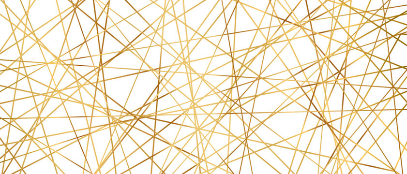 Modern abstract pattern with straight golden lines creating seamless geometric background texture vector illustration. Clean linear design with chaotic outline elements for contemporary projects.