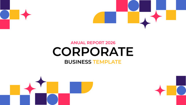 Corporate Business Template Annual Report 2026 &mdash; Colorful Geometric Cover Design
