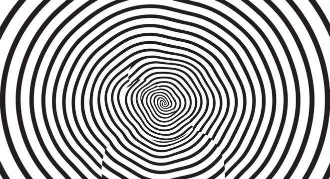 Optical illusion, black and white, concentric circles, geometric pattern, hypnotic design