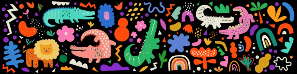 Animal vectors. Adorable cute baby animals collection. Modern kids bold colourful design © moleskostudio