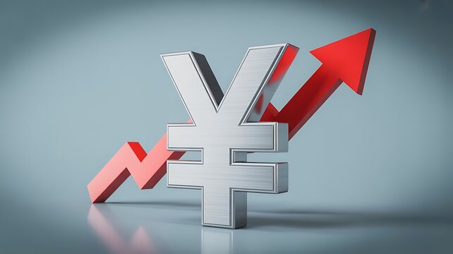 Yuan symbol, Chinese currency, 3D render, economic growth, finance icon