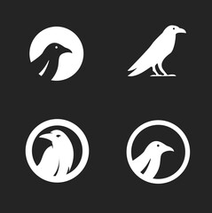 Obraz premium Minimalist Bird Logo Collection - Abstract Raven and Crow Designs