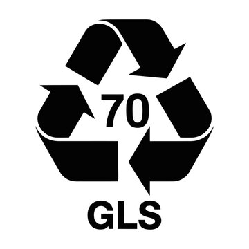 Vector recycling symbol with the numbers 70 and gls in the center