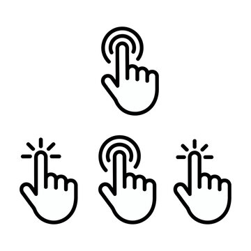 Vector of multiple hands performing touch gestures and tapping actions
