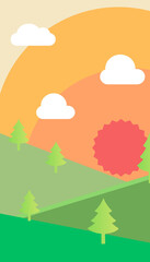 Fototapeta premium Simple Geometric Landscape Illustration in Flat Art Style