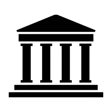 Vector of a classic building facade with four columns and a triangular roof
