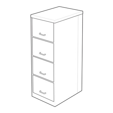 Commercial freestanding steel archive unit and flush bottom ffe outline