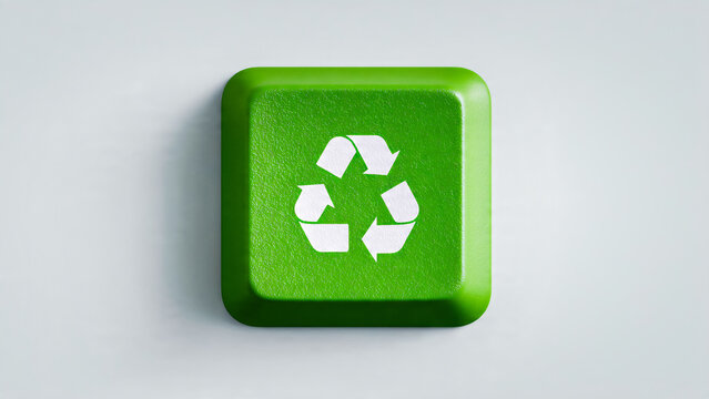 Touche verte avec le logo du recyclage 