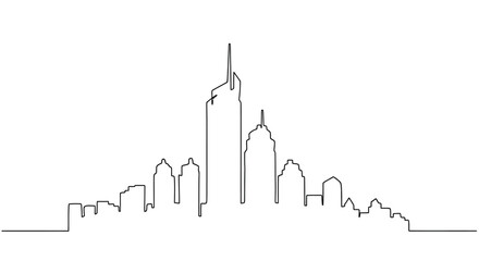 Obraz premium Minimalist continuous line drawing of Melbourne city skyline.