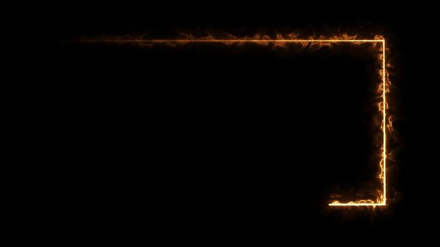 Fiery neon rectangle frame animation glowing energy border overlay fire flame light