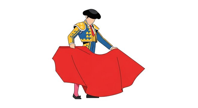 Matador holding red cape illustration.