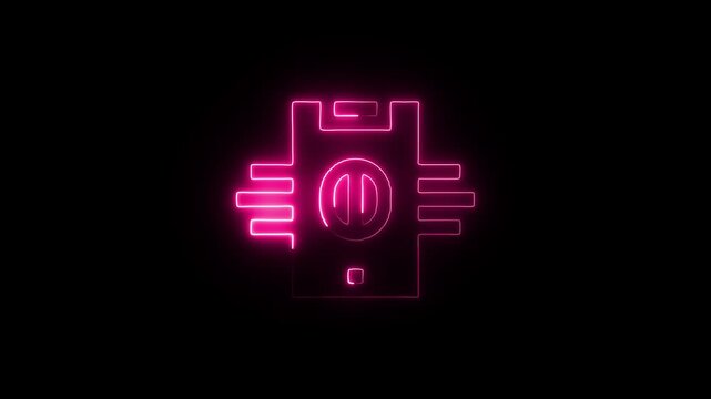 Neon glowing circuit board design abstract technology and futuristic electronic component illustration