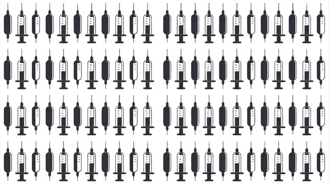 Multiple syringes in various orientations on white background