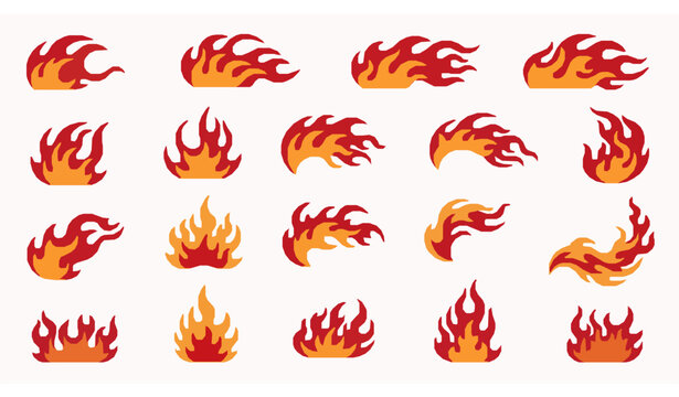 Dynamic flame frames vector set fiery borders abstract curved fire shapes collection