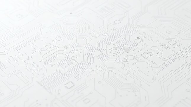 Clean white technology background with subtle circuit pattern.