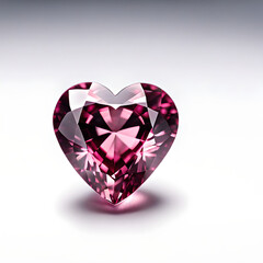 Fototapeta premium Heart Shaped Pink Tourmaline Isolated on White Background