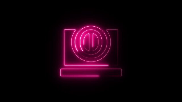 Neon glowing power button icon a visual representation of energy and control in modern technology