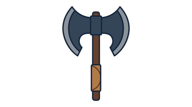 Cartoon double bladed battle axe illustration.