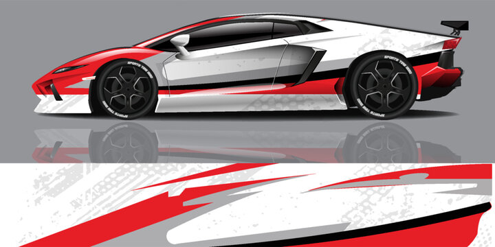 Car graphic design concept. Graphic abstract grunge stripe designs for wrapping vehicles, race car, cargo van, pickup truck and racing livery.