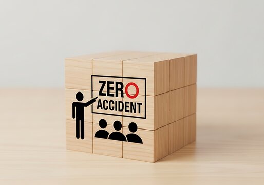 Wooden blocks with safety message zero accident training