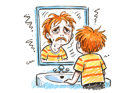 Into concept looking vector simple image person icon doodle style generation reflection