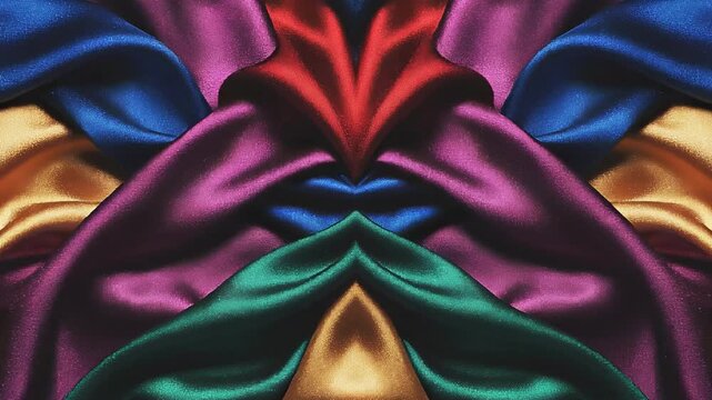 Symphony of Silk: An artistic arrangement of vibrant silk fabrics in a captivating display of color and texture. An ode to luxury, elegance, and tactile beauty.