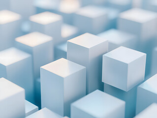 Obraz premium 3D render of white cubes in blue perspective