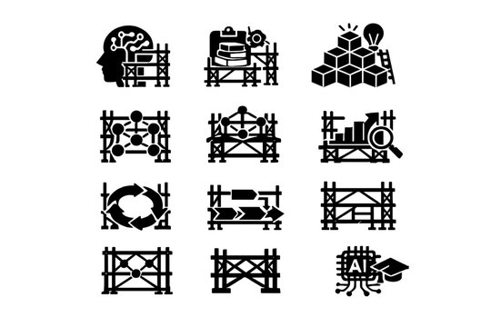 Simple structure vector generation image icons workflow building framework ai icon conceptual