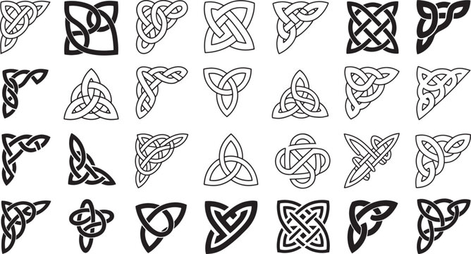 Intricate Celtic knot corner ornaments design elements historical artistic symbols for borders