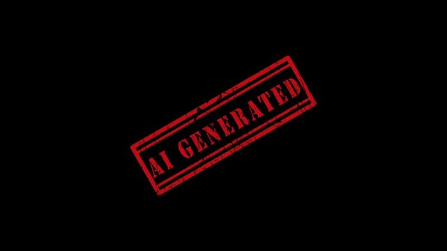 AI Generated Red Stamp Animation Grunge Rubber Seal Text video on Black Background, artificial intelligence Generated Rubber Stamp Red Text Animation on green screeen