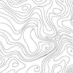 Fototapeta premium Topographic map contour lines black on white illustration abstract geography terrain