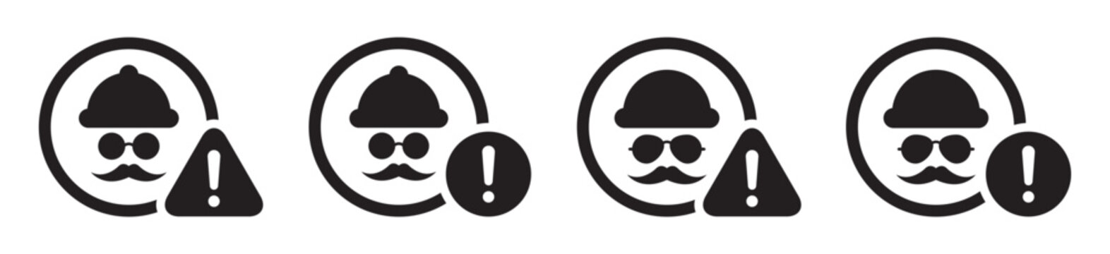Incognito warning icon. Robber warning icon, vector illustration.