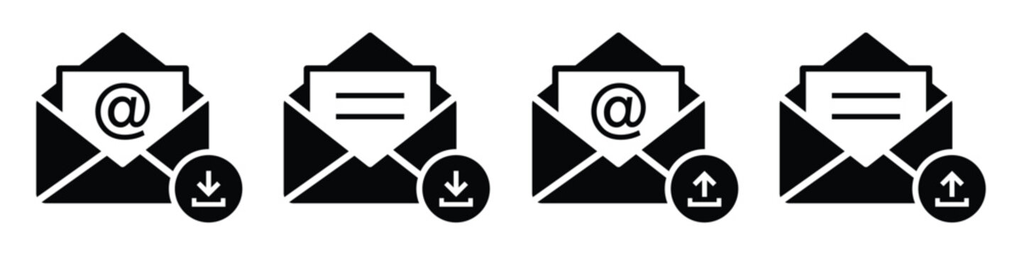 Mail message download and upload file icon illustration