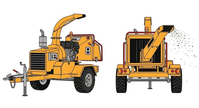 Wood Chipper Machine - Heavy-Duty Equipment for Processing Wood Waste.