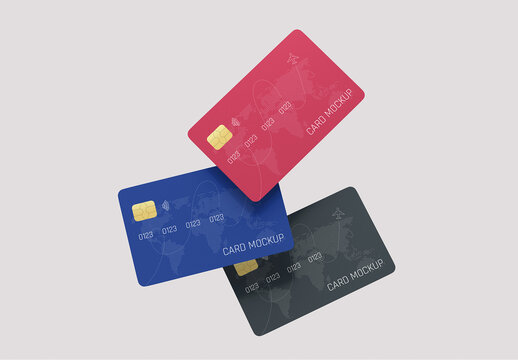 Floating Credit Cards Mockup Design