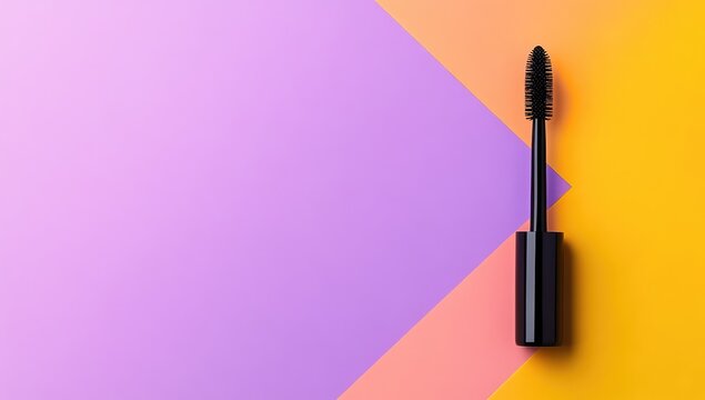 Mascara Wand on Colorful Background - Beauty and Cosmetics Still Life.