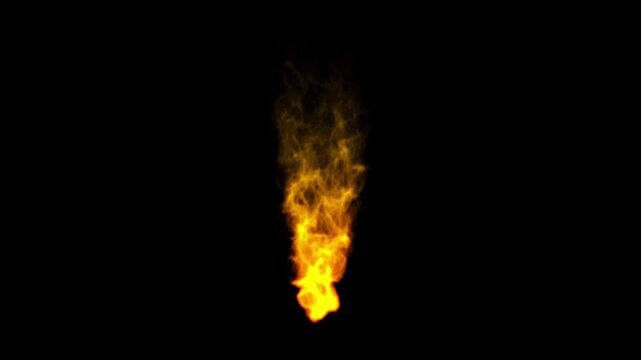 Fire flames burning on edge Firestorm, 4K video collection of looped cartoon fire torch, bonfire and big fire animation on alpha channel, loop fire flame, fire on dark in slow motion,