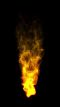 Each fire flame has different settings of burning and movement, Fire flame tourch looping 2D animation, set of three types of burning fire flames, glowing colors, from calm to active,