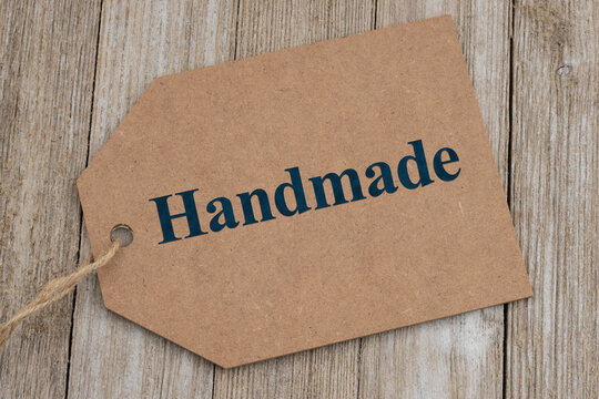 Handmade message kraft tag on wood desk