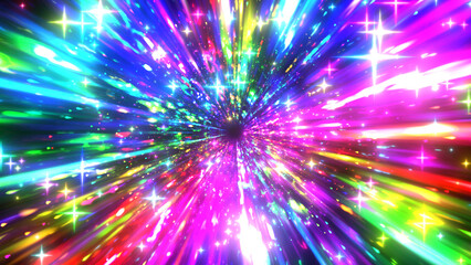 Obraz na płótnie Canvas キラキラしたカラフルな集中線のエフェクト背景