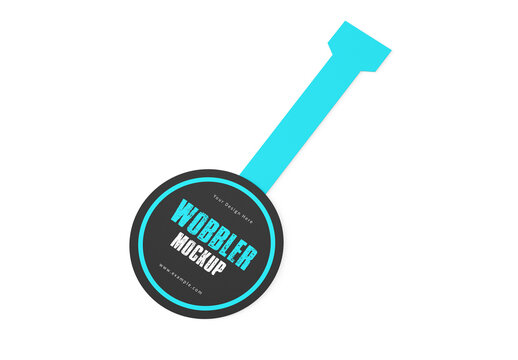 Round Wobbler Mockup on White Background
