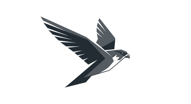 Geometric illustration of a falcon in flight with a modern and streamlined design for branding