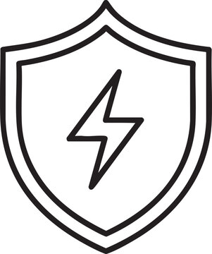 Security shield with lightning bolt icon protection security