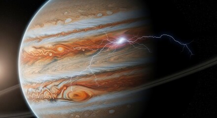 Jupiter planet with lightning