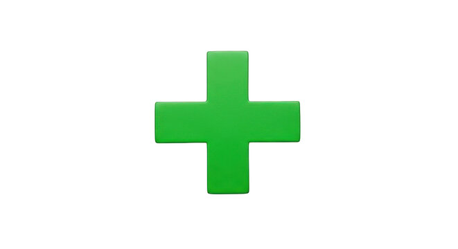 A green plus sign on a white background