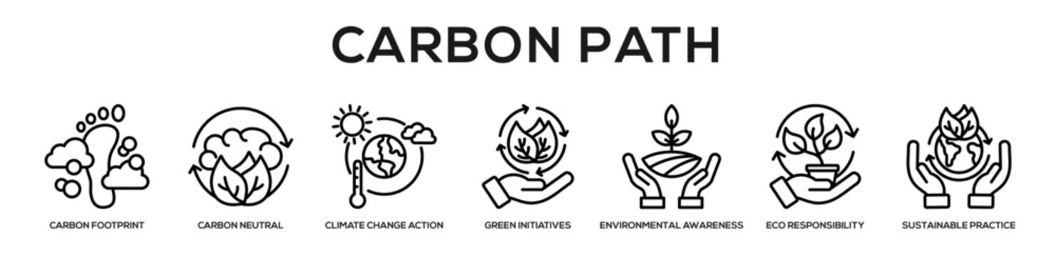 Carbon Path web banner icon illustration concept